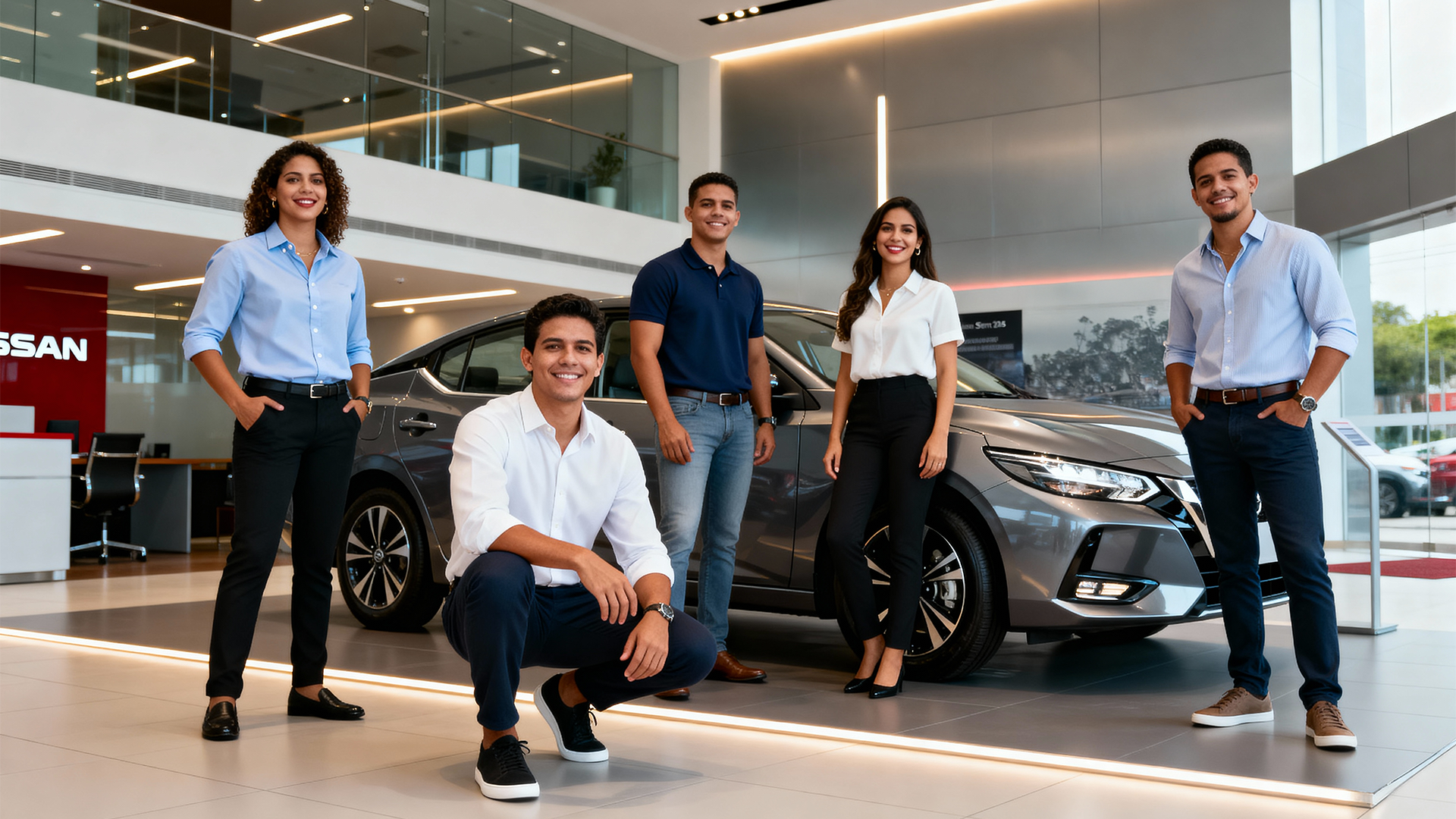 equipo de ventas nissan usando maico